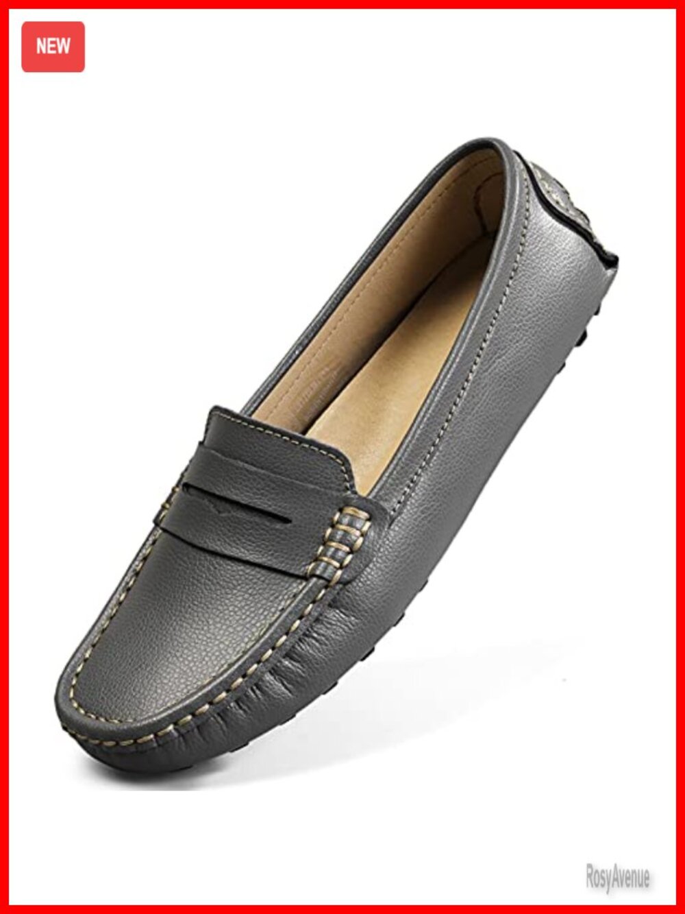Genuine Leather Penny Loafers Slip-On Walking Flats